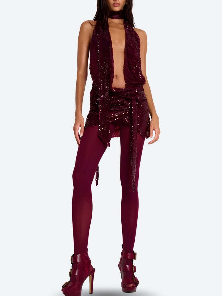 Sequined Backless Mini Dress Sequined Backless Mini Dress