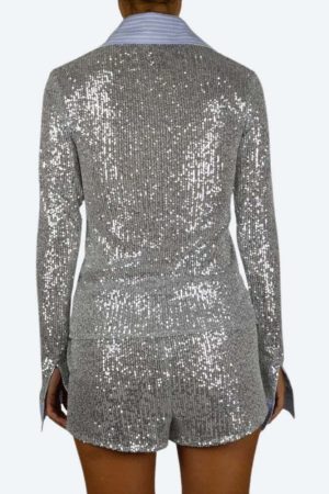 Sequined Shirt & Shorts Two Piece Set