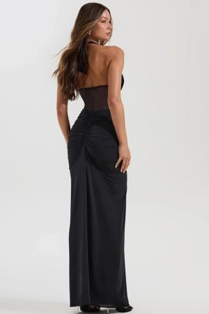 Sheer Halter Maxi Dress