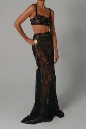 Sheer Lace Two Pieces Set