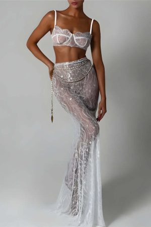 Sheer Lace Two Pieces Set