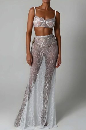 Sheer Lace Two Pieces Set
