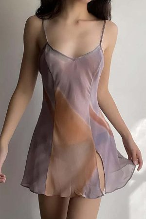 Sheer Mesh Slit Mini Dress