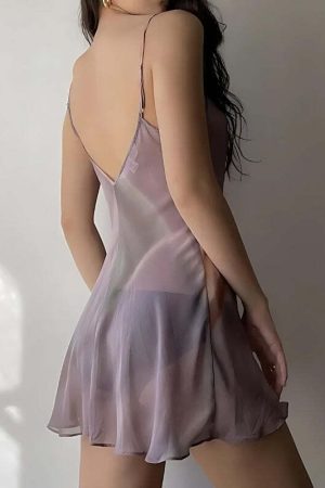 Sheer Mesh Slit Mini Dress