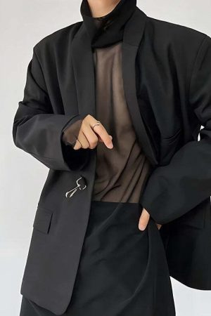 Sheer Mesh Turtle Neck Top