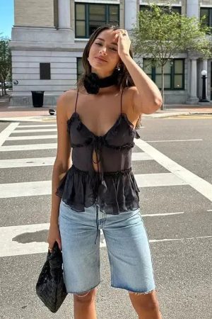 Sheer Open Front Top