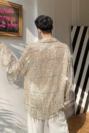 Shiny Sequin Sheer Shirt