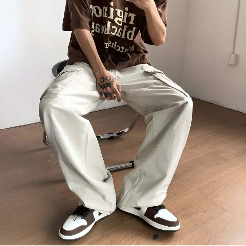 Side Belt Detailed Baggy Cargo Pants Side Belt Detailed Baggy Cargo Pants