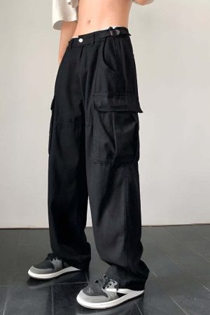Side Belt Detailed Baggy Cargo Pants