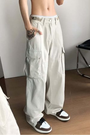 Side Belt Detailed Baggy Cargo Pants