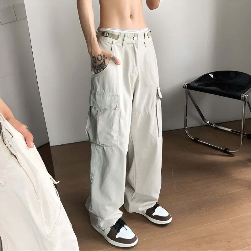 Side Belt Detailed Baggy Cargo Pants Side Belt Detailed Baggy Cargo Pants