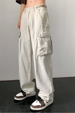 Side Belt Detailed Baggy Cargo Pants