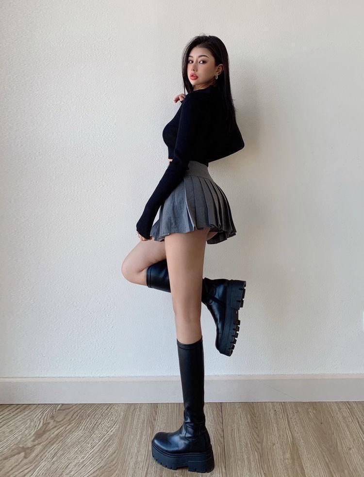 Side Slit College Mini Skirt Side Slit College Mini Skirt