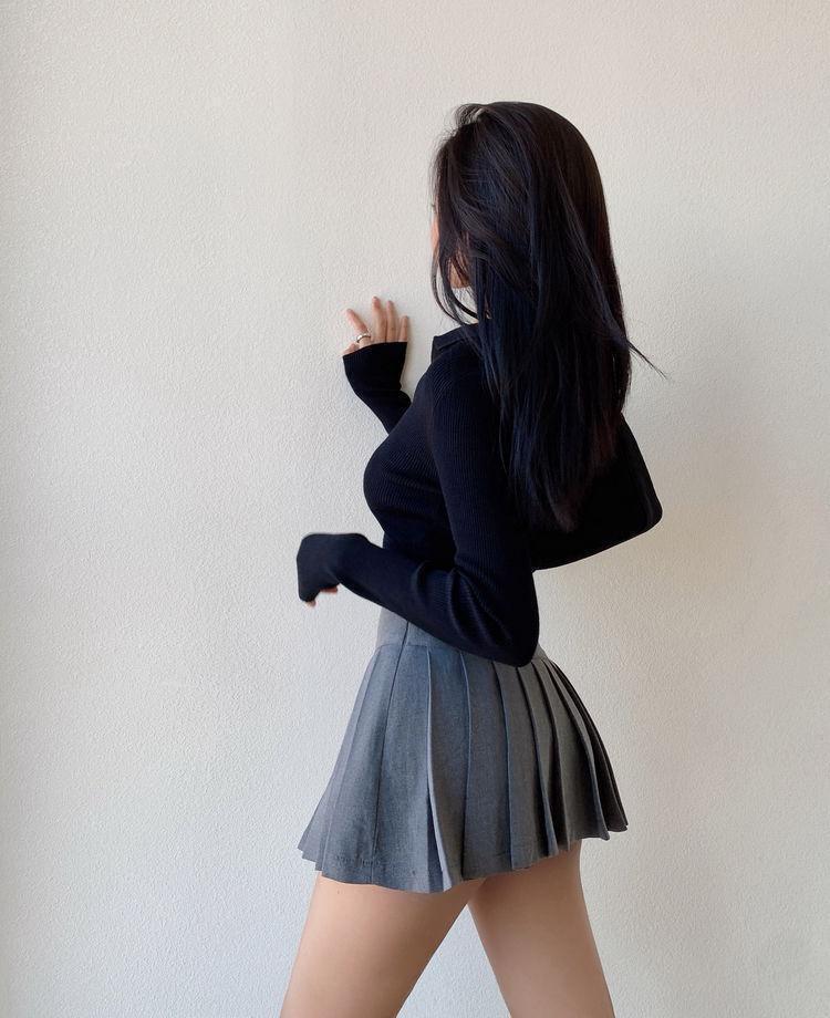 Side Slit College Mini Skirt Side Slit College Mini Skirt