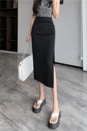 Side Slit Midi Skirt