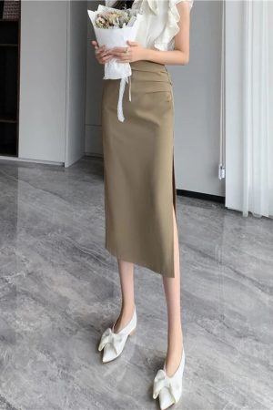 Side Slit Midi Skirt