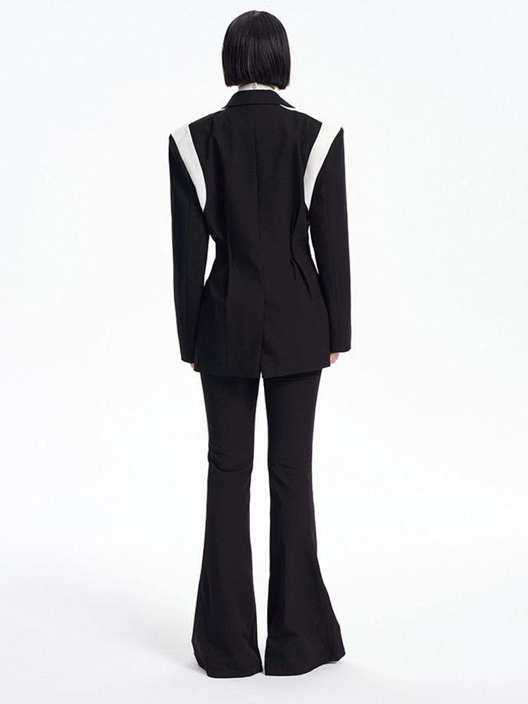 Single Button Color Block Blazer Single Button Color Block Blazer