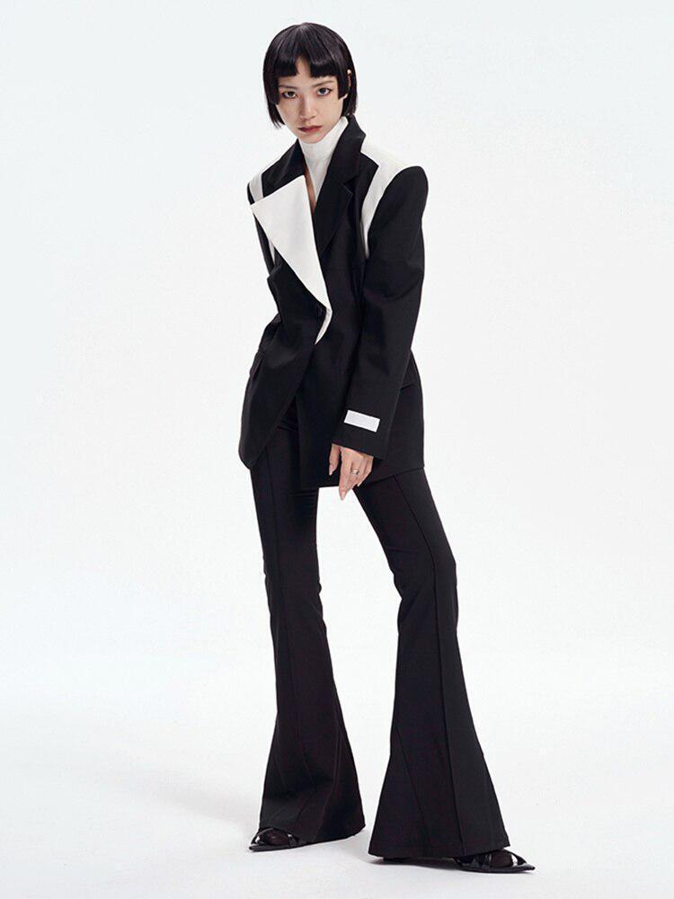 Single Button Color Block Blazer Single Button Color Block Blazer