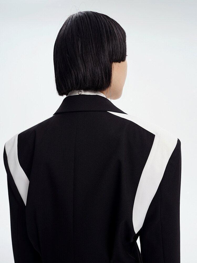 Single Button Color Block Blazer Single Button Color Block Blazer