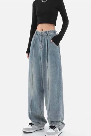 Skater Pleated Baggy Jeans
