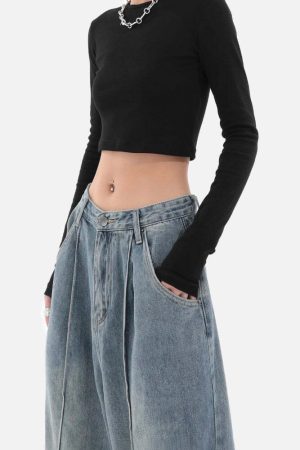Skater Pleated Baggy Jeans