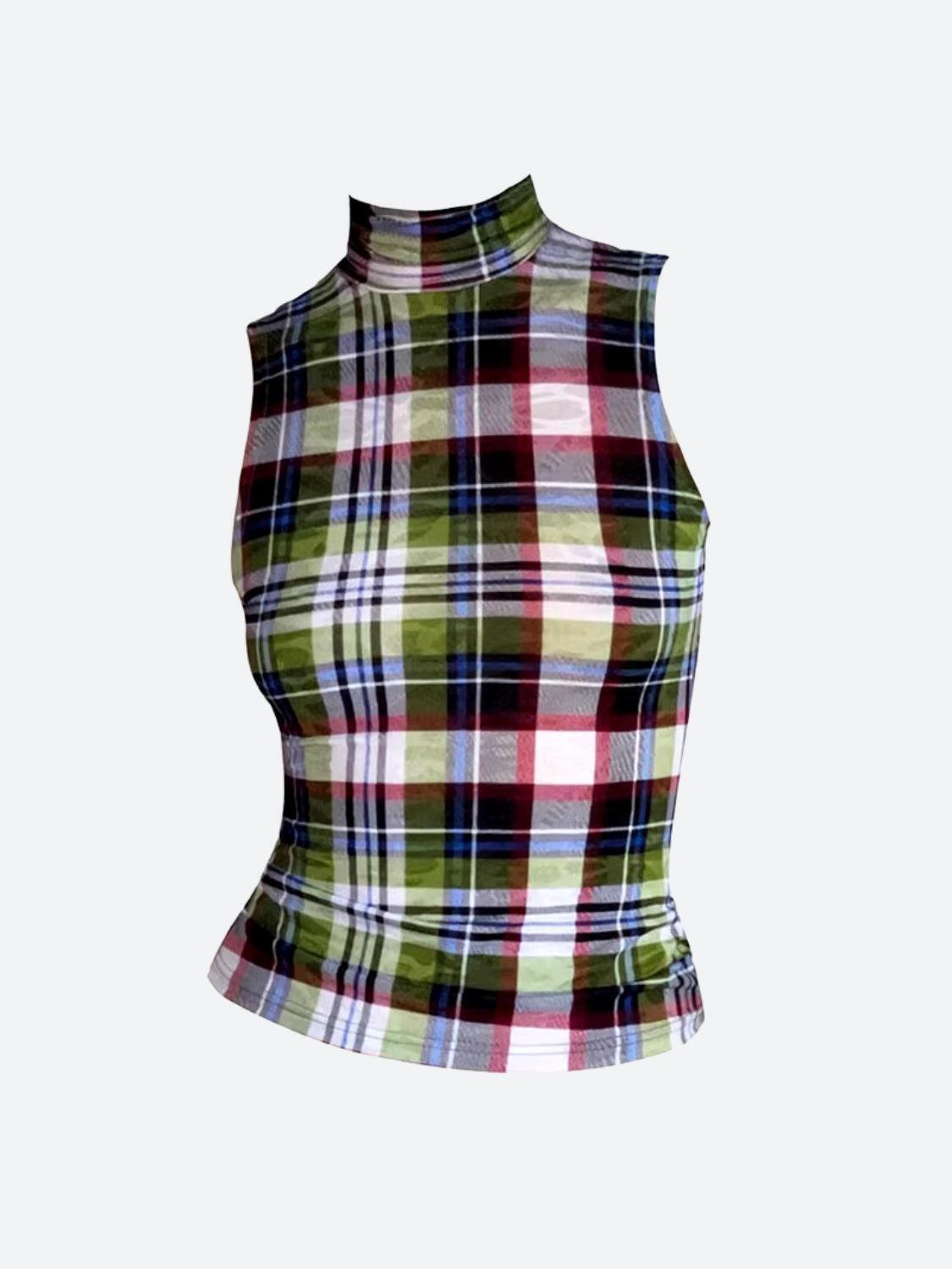 Sleeveless Plaid Top Sleeveless Plaid Top