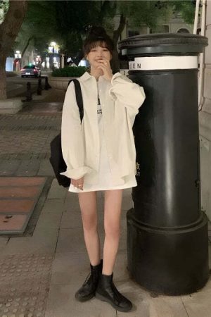 Smiley Embroidered Corduroy Shirt