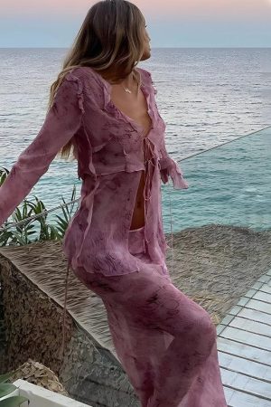 Snakeskin Blouse & Maxi Skirt Two Piece Set