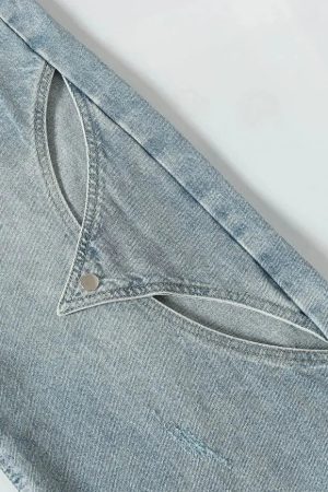 Snap Button Cut Out Jeans