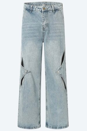 Snap Button Cut Out Jeans