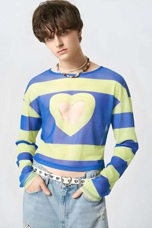 Soft Boy Heart Cut Out Crop Top