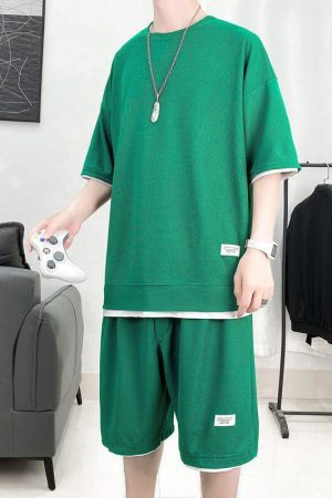 Soft Boy Sweatshirt & Sweatshorts Two Piece Set