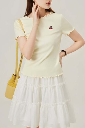 Soft Girl Cherry Lettuce Edge Tee