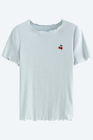 Soft Girl Cherry Lettuce Edge Tee