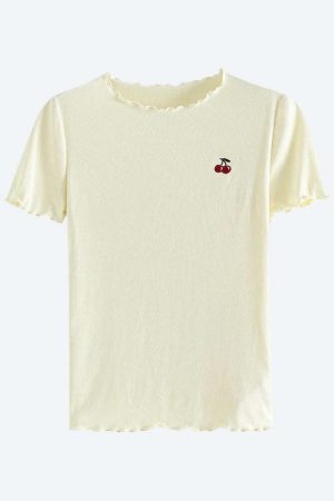 Soft Girl Cherry Lettuce Edge Tee