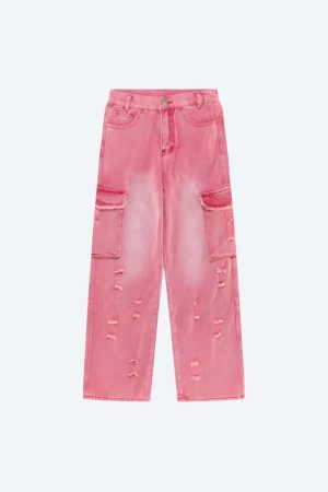 Soft Girl Distressed Cargo Jeans