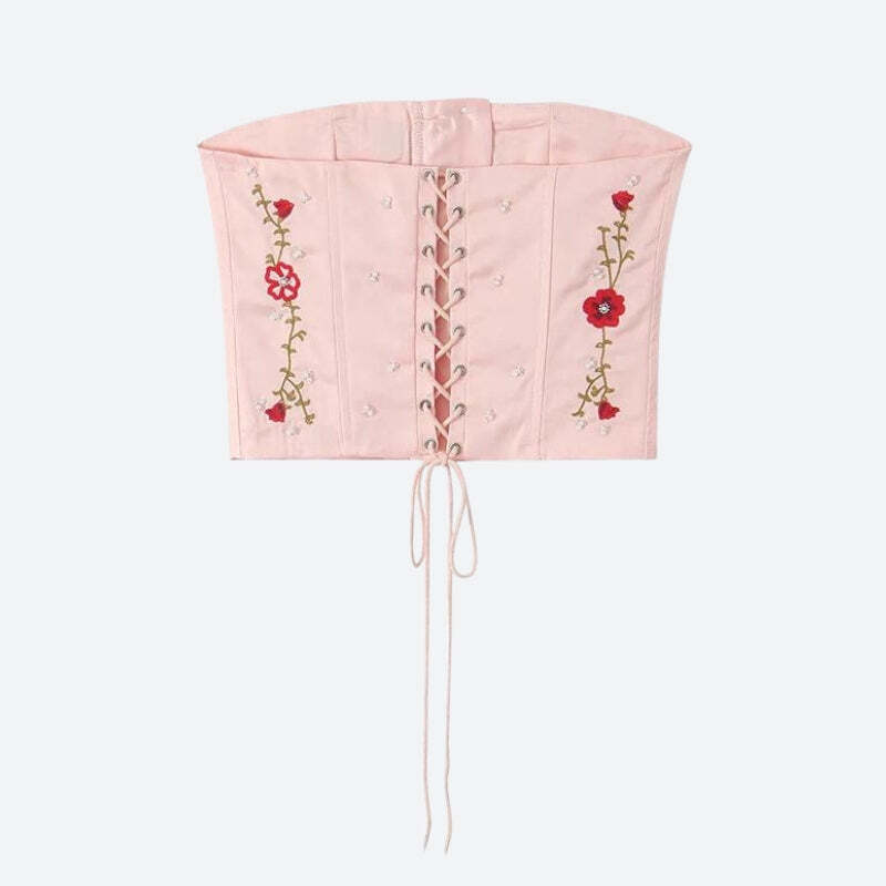 Soft Girl Embroidered Beaded Corset Top Soft Girl Embroidered Beaded Corset Top