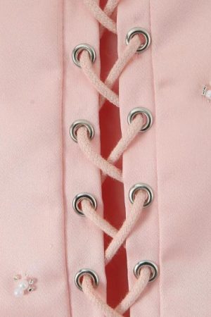 Soft Girl Embroidered Beaded Corset Top