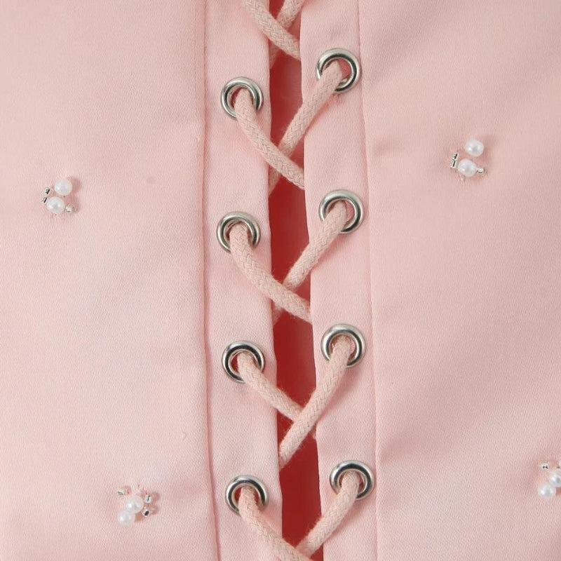 Soft Girl Embroidered Beaded Corset Top Soft Girl Embroidered Beaded Corset Top