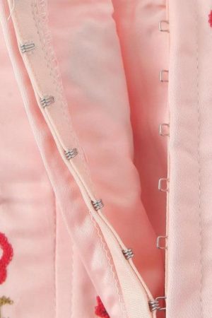 Soft Girl Embroidered Beaded Corset Top