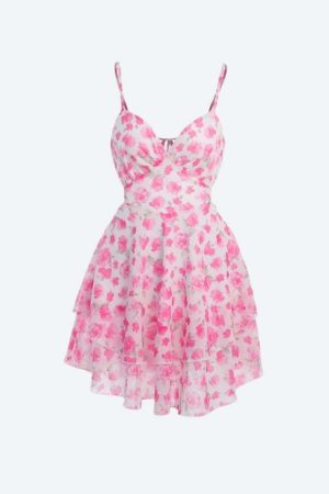 Soft Girl Floral Backless Chiffon Mini Dress