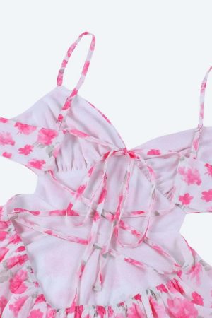 Soft Girl Floral Backless Chiffon Mini Dress