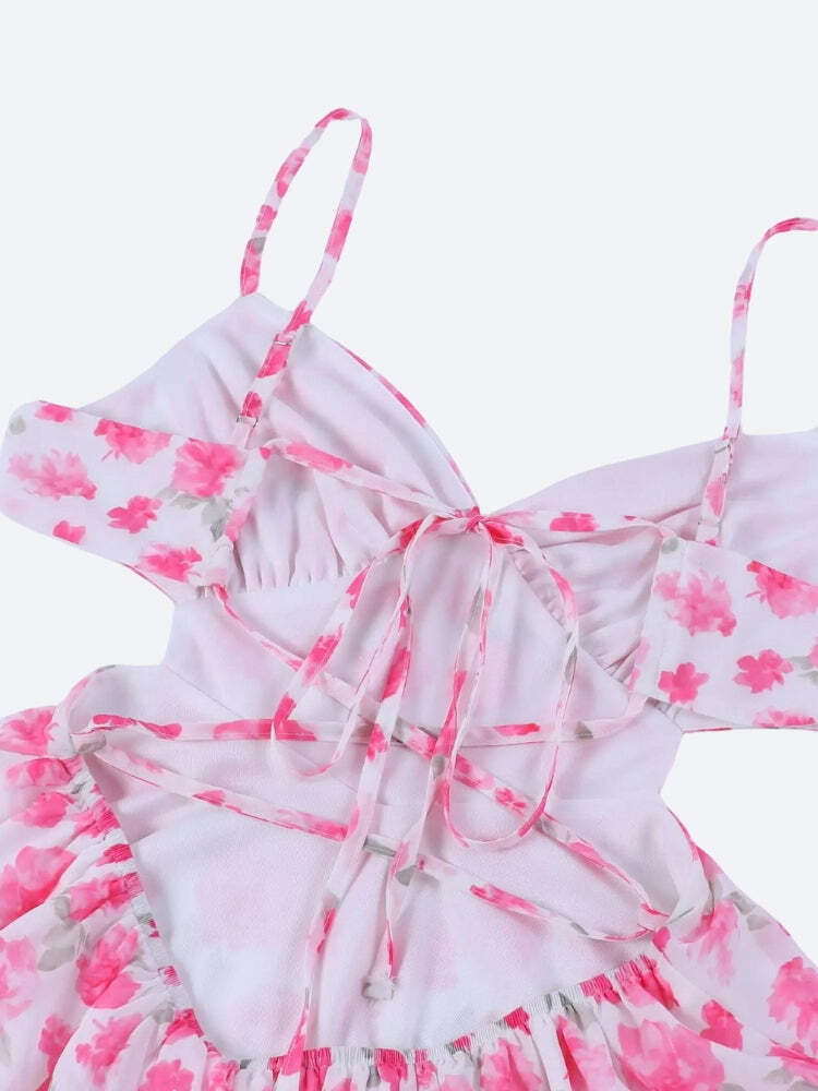 Soft Girl Floral Backless Chiffon Mini Dress Soft Girl Floral Backless Chiffon Mini Dress