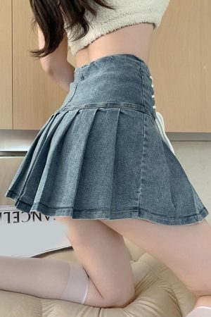 Soft Girl Lace Up Denim Mini Skirt