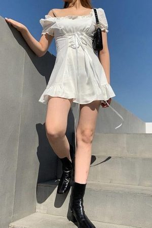 Soft Girl Lace Up Mini Dress