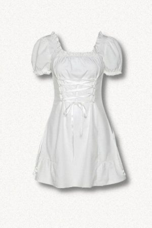 Soft Girl Lace Up Mini Dress