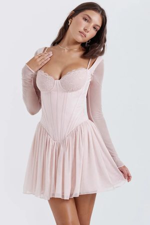 Soft Girl Mesh Corset Mini Dress
