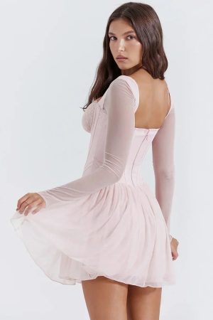 Soft Girl Mesh Corset Mini Dress