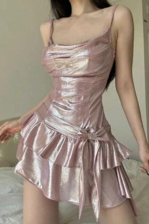 Soft Girl Metallic Mini Dress