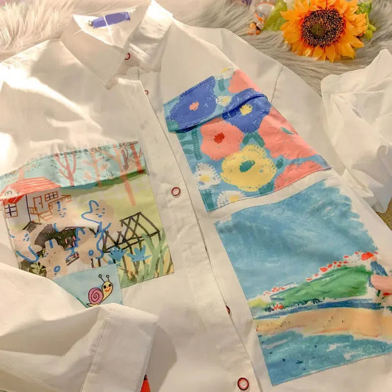 Soft Girl Oil Painting Shirt Soft Girl Oil Painting Shirt